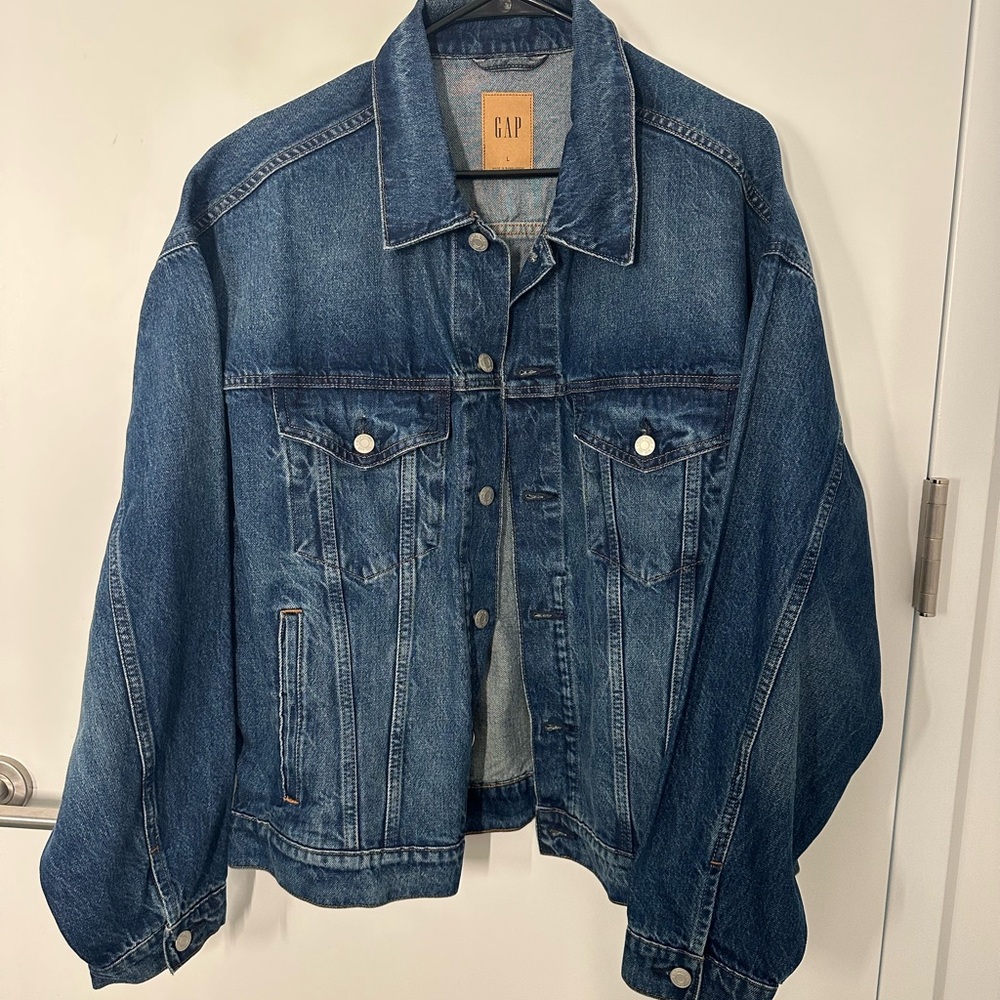 GAP Medium Wash Oversized Denim Jacket